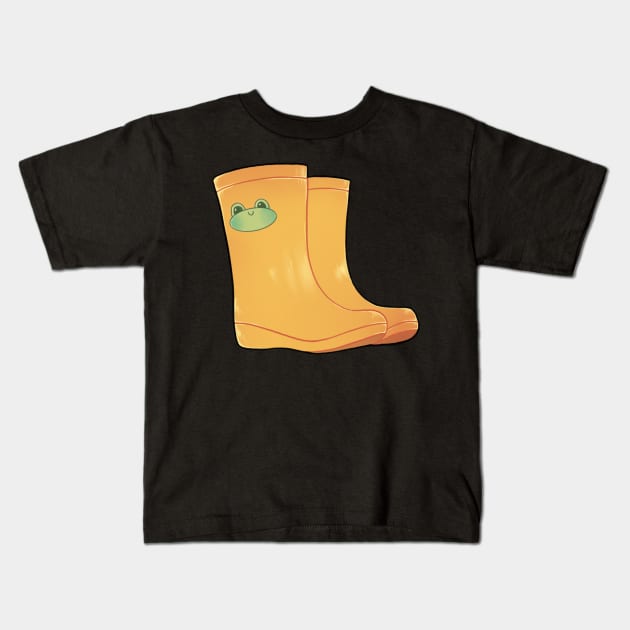 Rubber boots with cute frog Kids T-Shirt by Itsacuteart